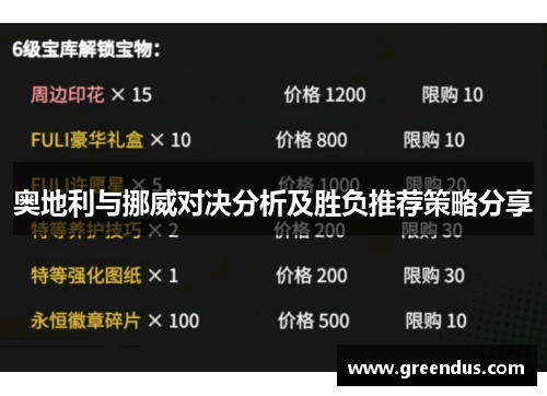 奥地利与挪威对决分析及胜负推荐策略分享